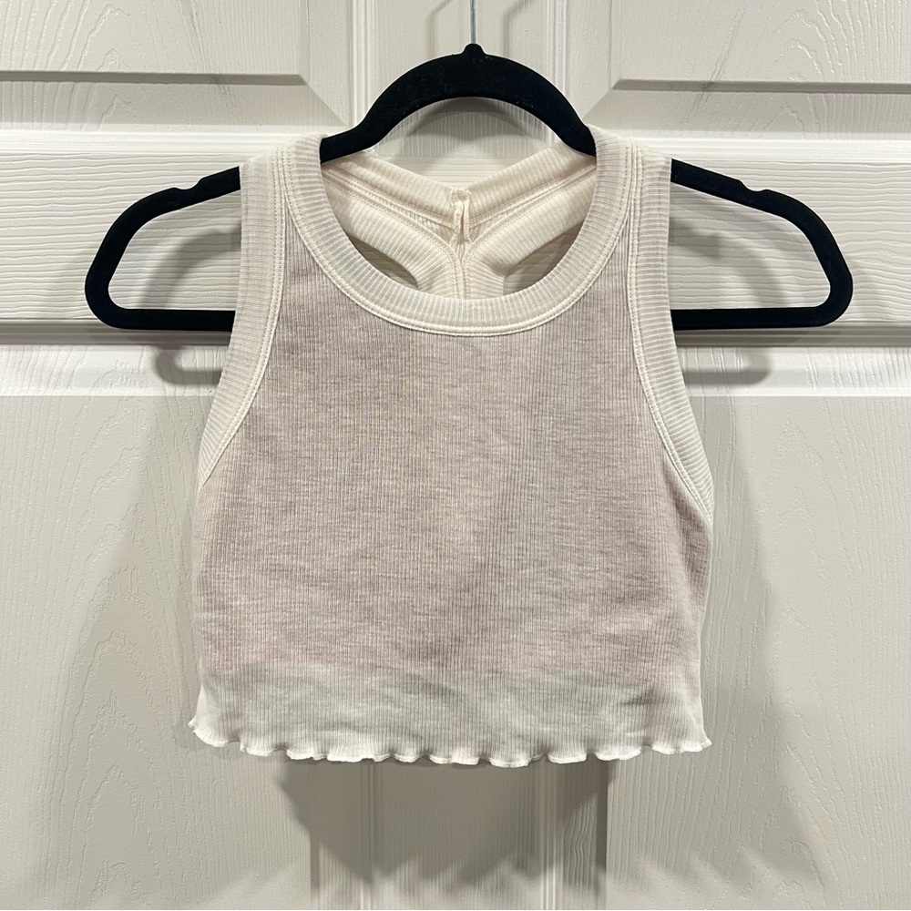 Free People Movement Feels Like Summer Crop Top Built in Bra White Size Medium - Picture 3 of 9